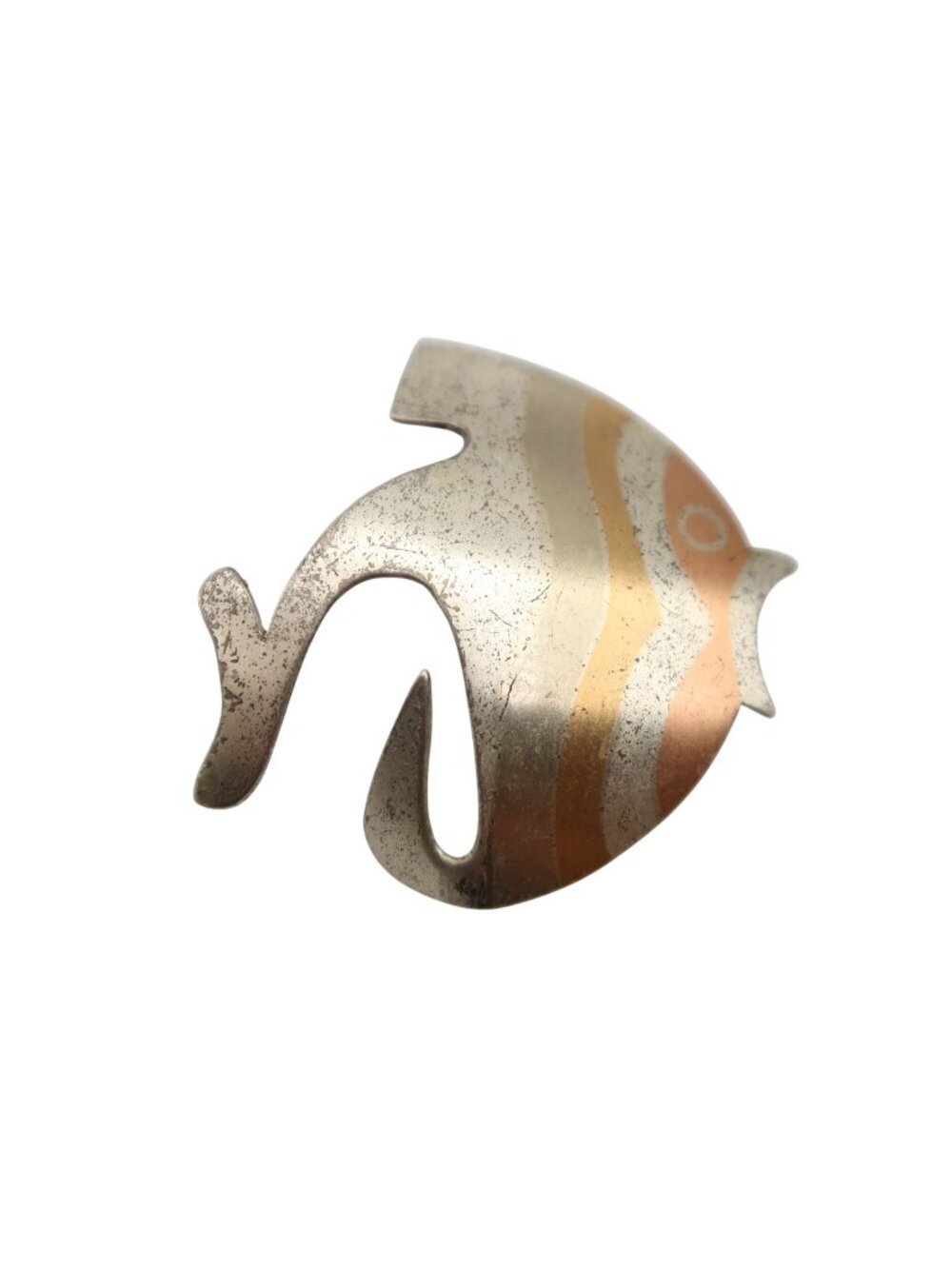 Vintage Mixed Metal Sting Ray Brooch Metales Casados Mexico Alpaca Silver Brass